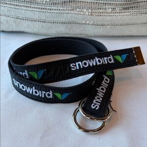 Snowbird ski resort Black Belt with Silver rings buckle by cape cod belts. Large